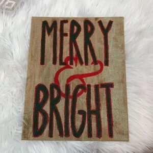 Christmas Merry & Bright Burlap Canvas Wall Art